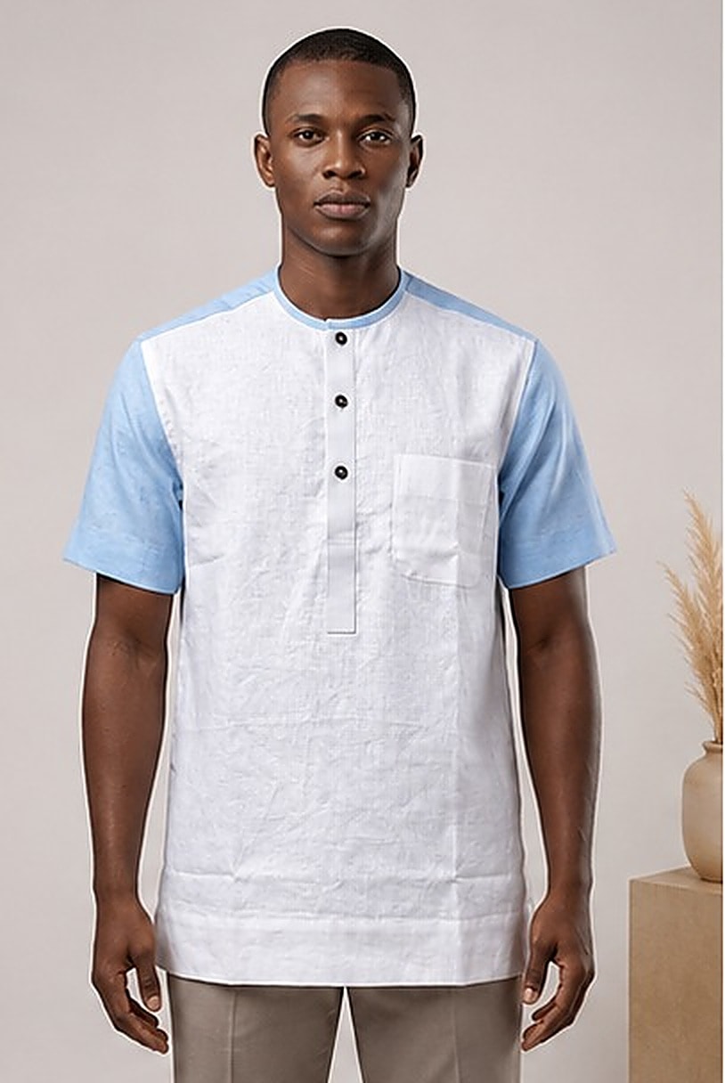 Chemise Homme Blanc & Bleu Ciel